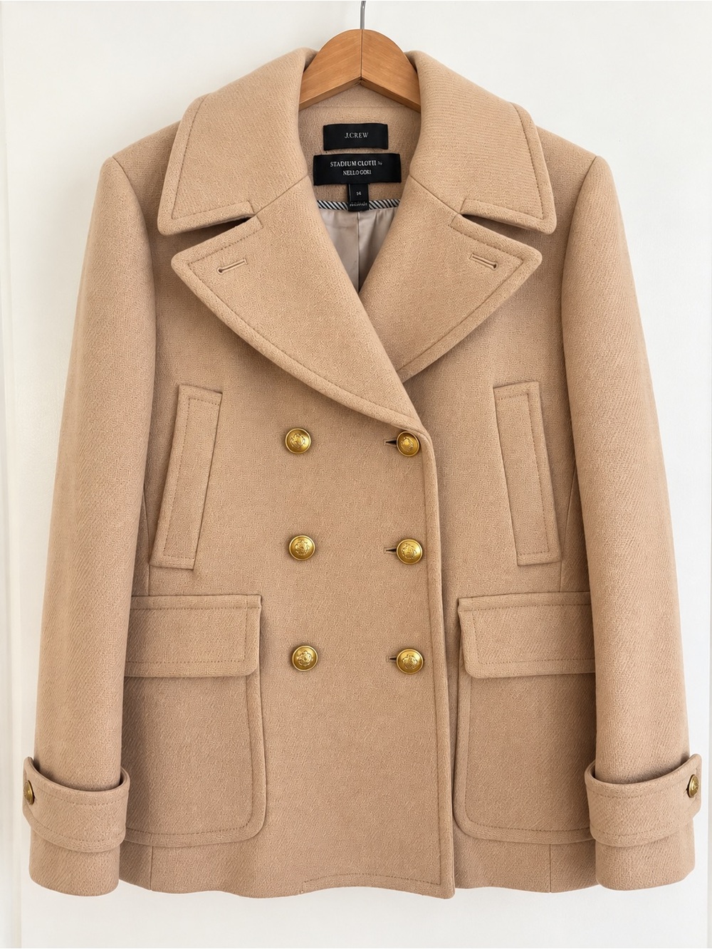 J.Crew Nello Gori Stadium Cloth Wool Peacoat Camel 14